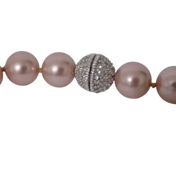 Pink pearl necklace choker and earrings rhinestone clasp - Picture 4 of 7